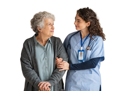 Caregiver with patient